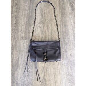 Rebecca Minkoff MAC Purple Pebbled Leather Crossbody Clutch Bag Gunmetal